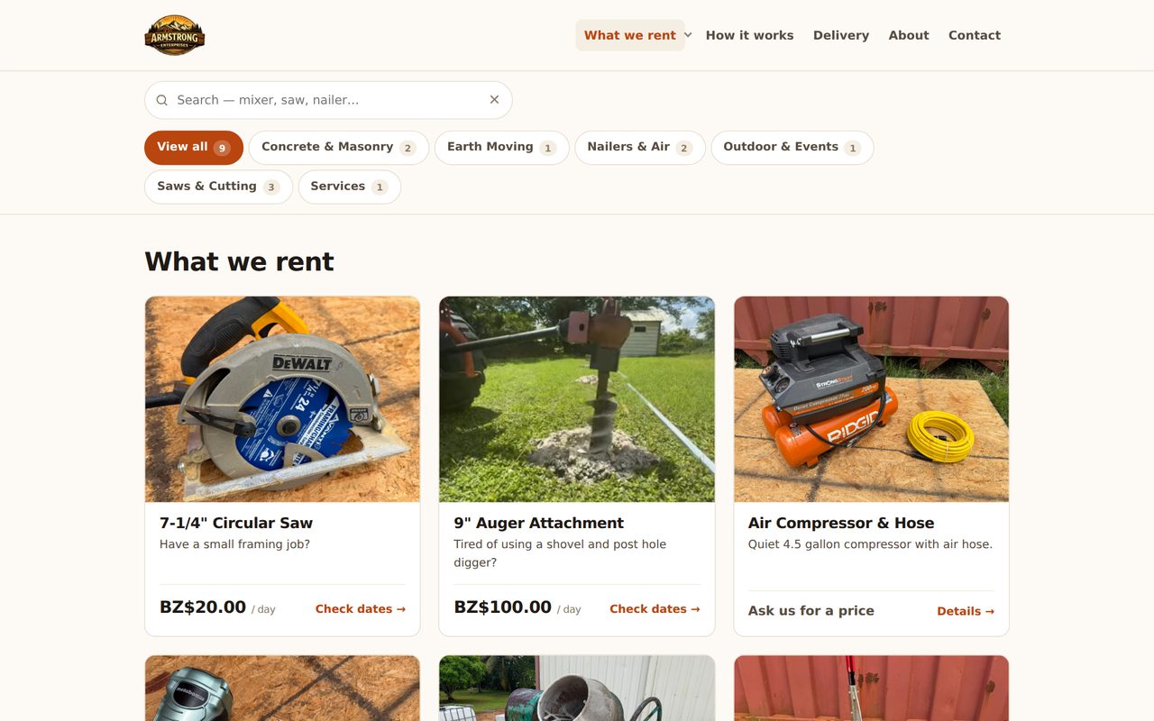 Armstrong Enterprises – Rentals — The catalogue