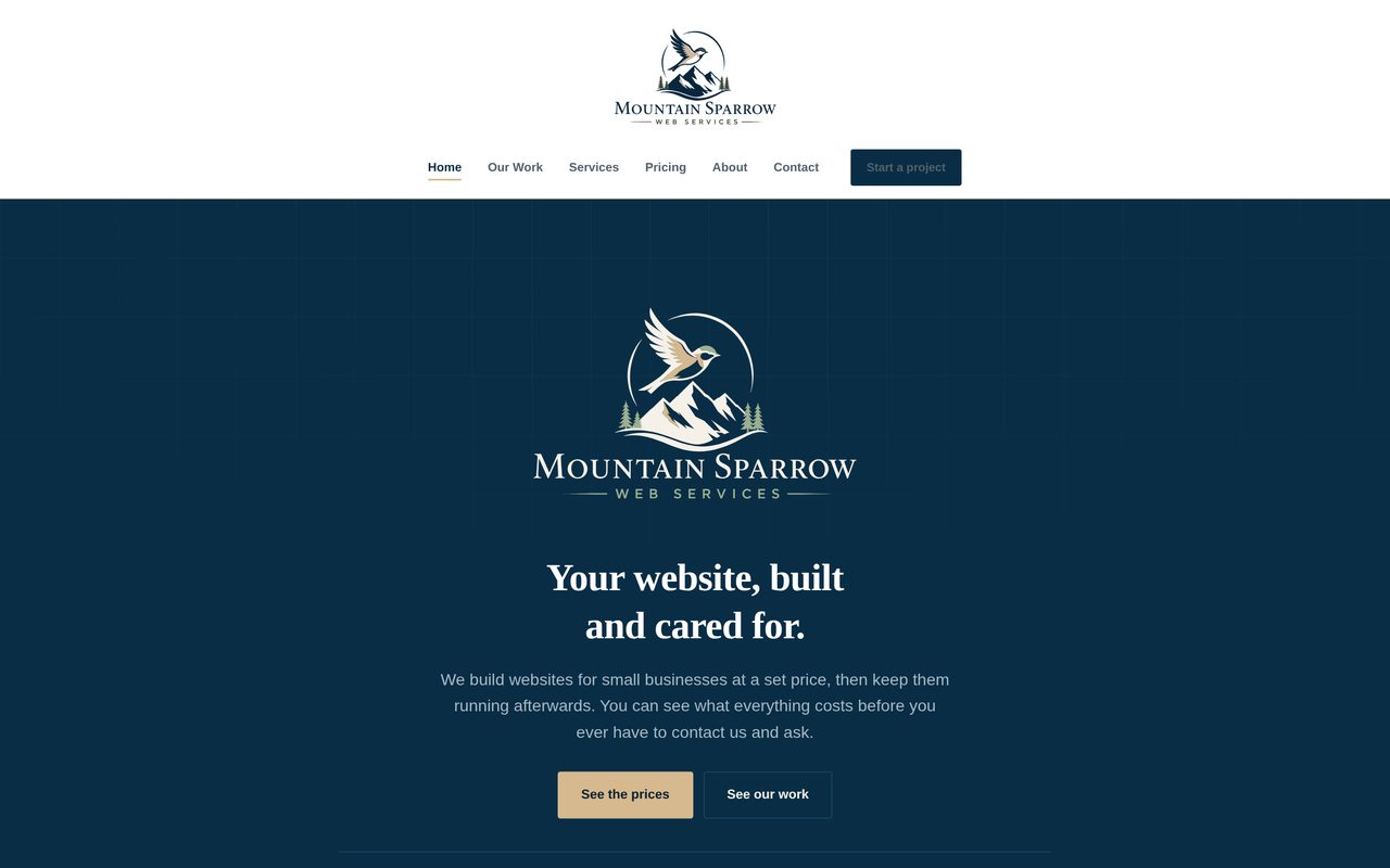 Mountain Sparrow Web Services — the home page